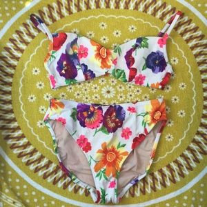 Vintage 80s floral two piece swimsuit